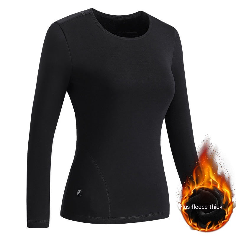 Black heated thermal top and long johns set