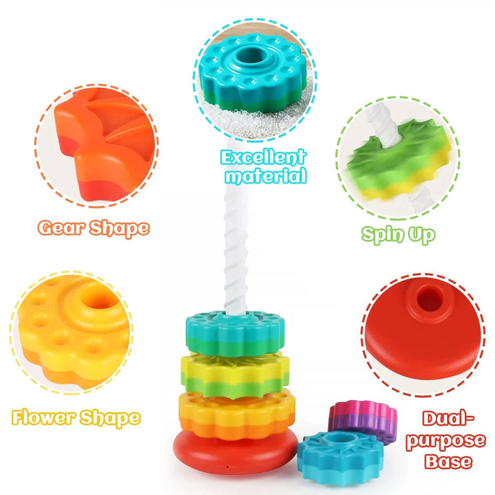 Spinning Stacking Toy with Six Colourful Discs