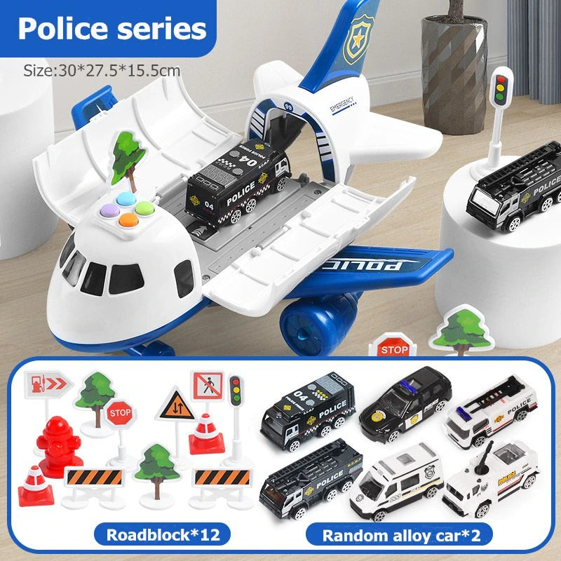 Harwelton™ XL Airplane Toy Set with Cars, Crane and Road Signs, 20 Pieces
