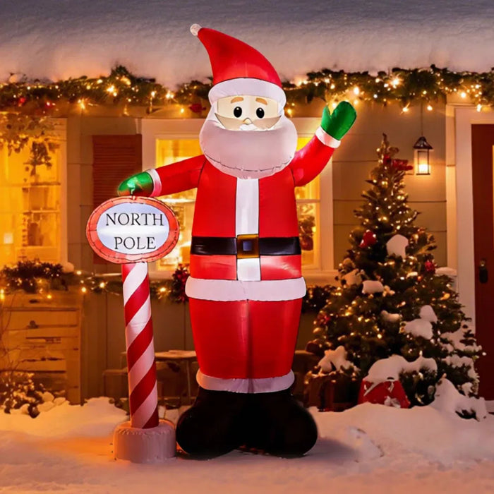 Harwelton Giant Inflatable Santa with North Pole Sign