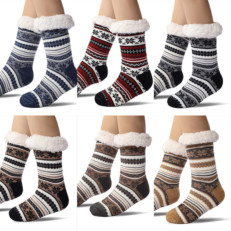 Ultra-Thick Snowflake Slipper Socks with Silicone Grips