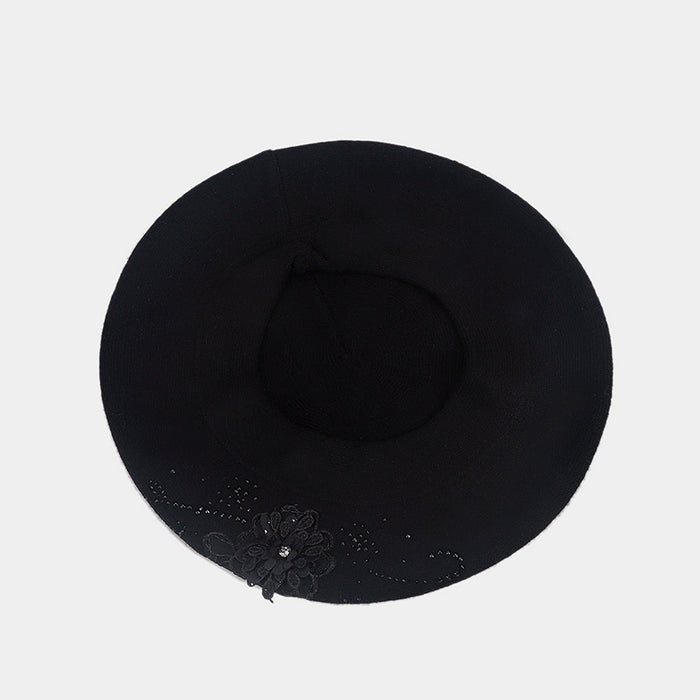 Harwelton Knit Beret with 3D Flower and Rhinestones