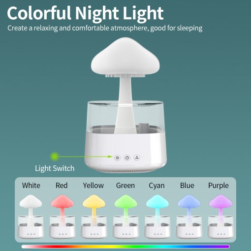 Rain Cloud Humidifier and Aroma Diffuser with Mushroom Night Light