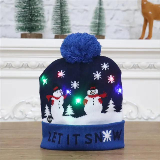 Harwelton™ LED Light-Up Knitted Christmas Hat for Kids &amp; Adults