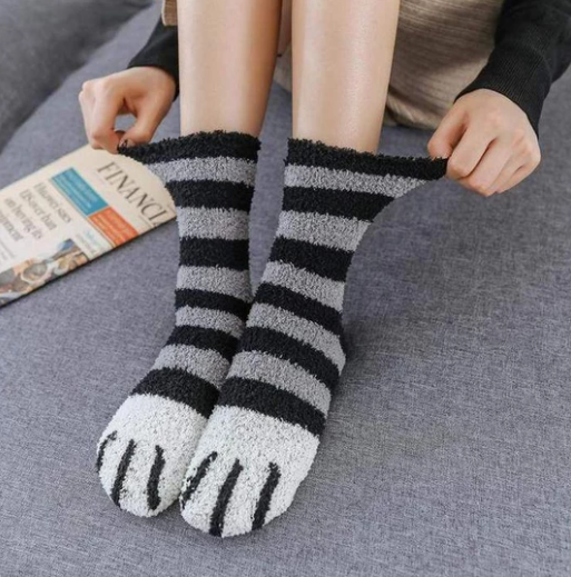 Harwelton Fluffy Cat Paw Socks for Cosy Nights In
