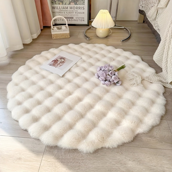 Harwelton™ Round Fluffy Bubble Rug in Dense, Soft Fleece for Cosy Rooms
