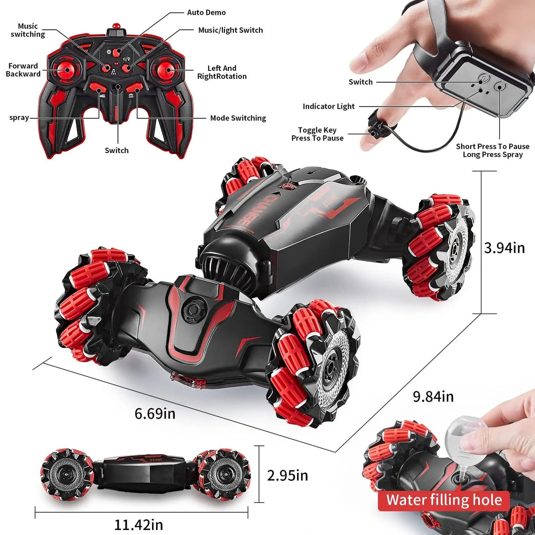 Gesture-Controlled RC Stunt Car with 4WD and 360° Spins