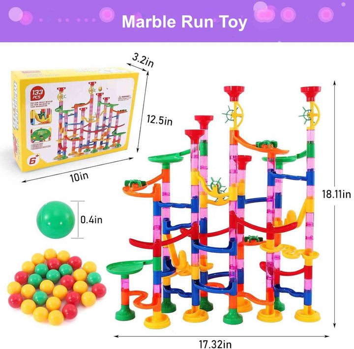 Harwelton™ 133-Piece Marble Run Set with Translucent Tracks and Marbles