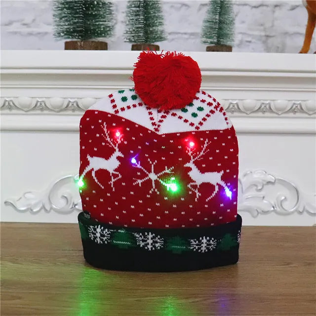 Harwelton™ LED Light-Up Knitted Christmas Hat for Kids &amp; Adults