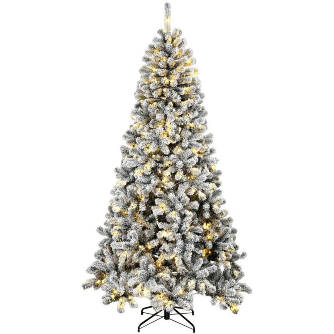 Flocked Northern pine with warm lights