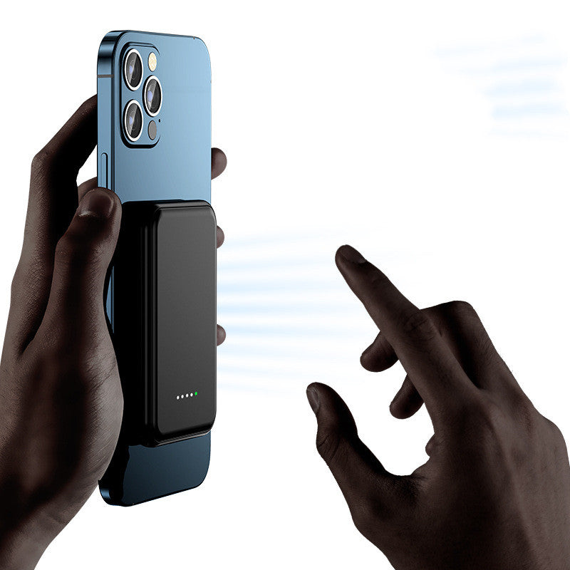 Magnetic mini power bank on phone