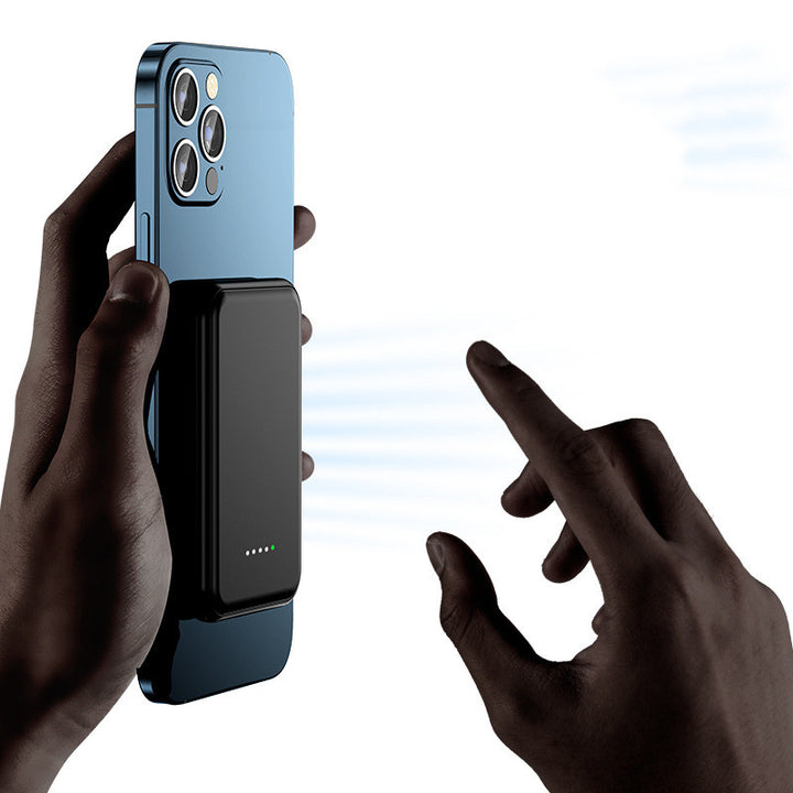 Magnetic mini power bank on phone