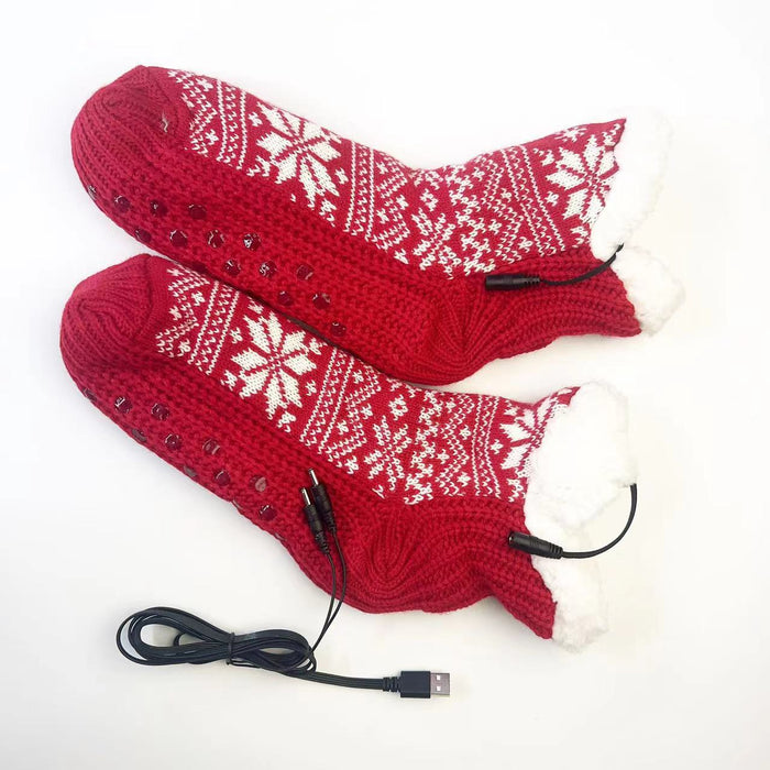 Harwelton USB Heated Nordic Knit Socks with Plush Lining