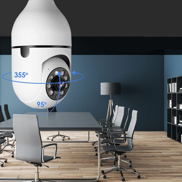 Light Bulb Security Camera with 360° View and Night Vision