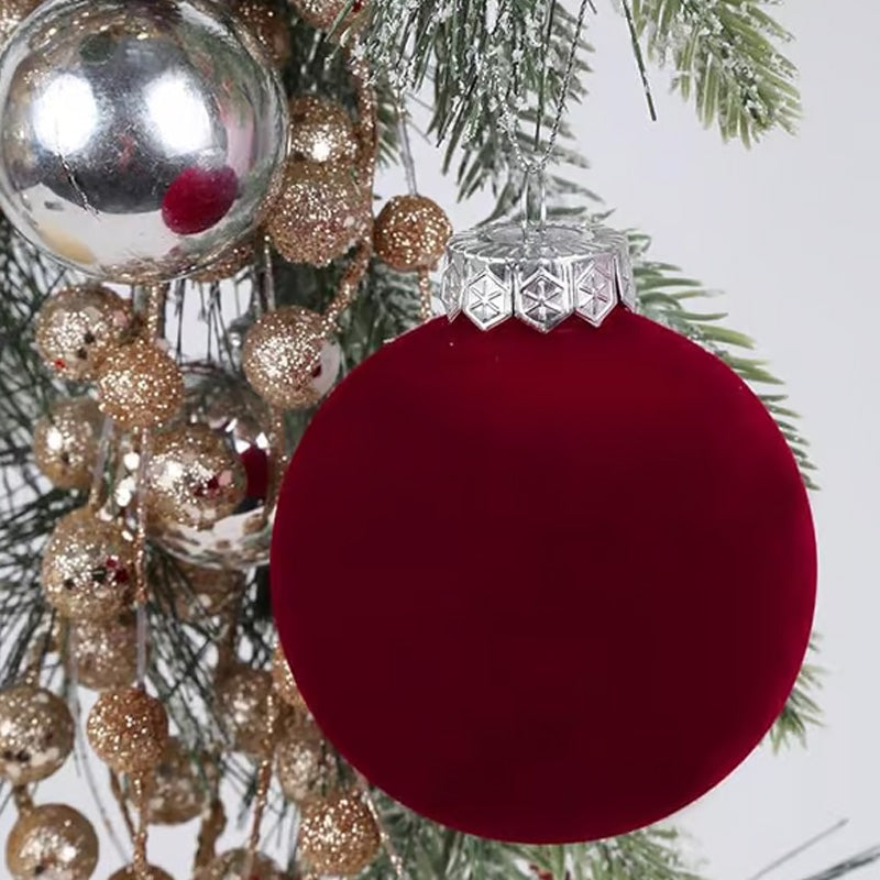 Velvet Christmas Baubles Set of 12 with Soft Matte Finish