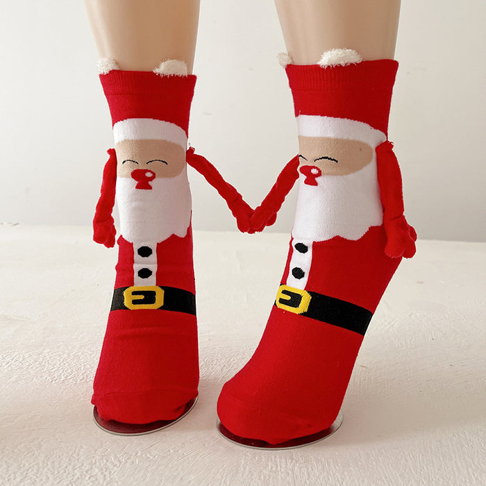 Harwelton Christmas Couple Socks with Magnetic Holding Hands