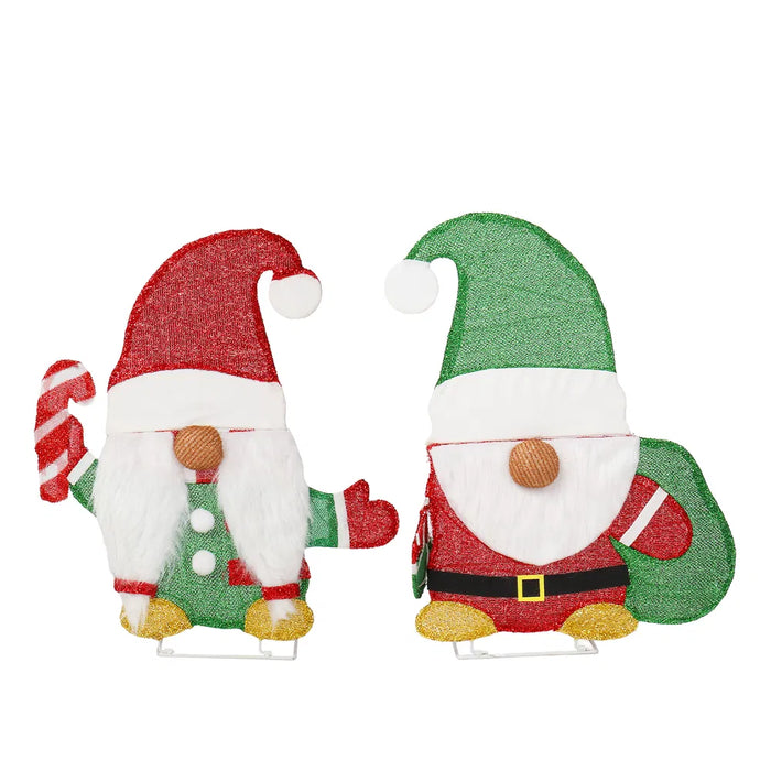 Harwelton Set of 2 Light-Up Christmas Gnomes for Garden