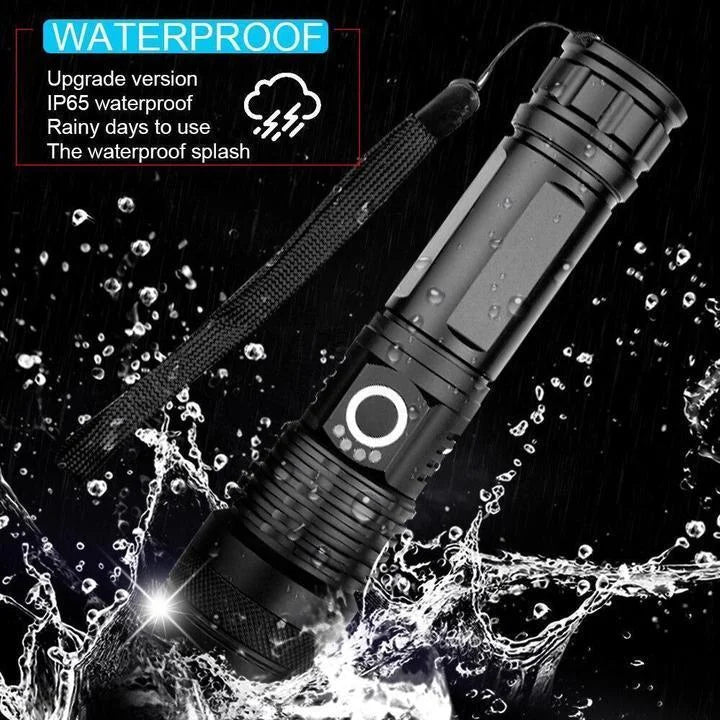 Harwelton™ Rechargeable XHP50 LED Torch with Zoom and Battery Display
