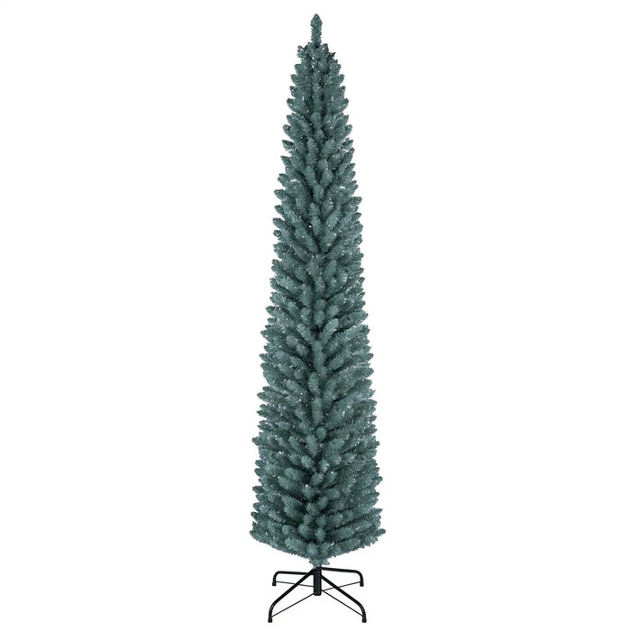 Harwelton Frosted Slim Christmas Tree with Silver Tips, 7ft
