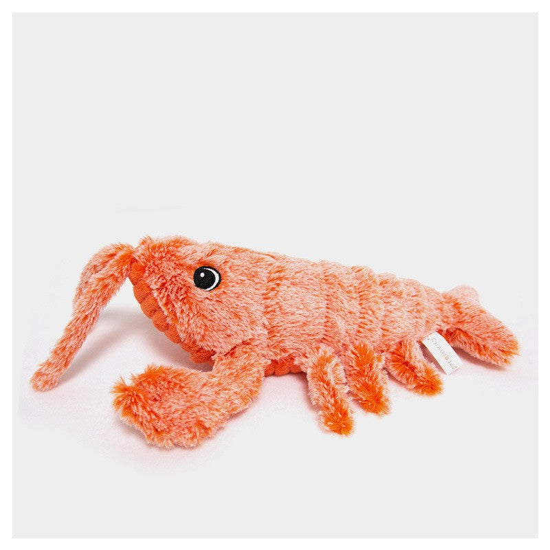 Orange plush lobster cat toy