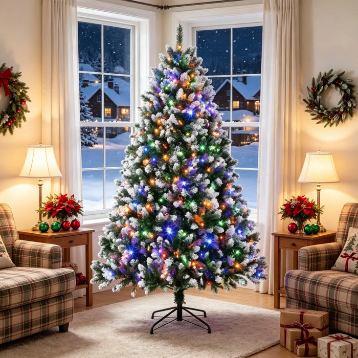 Harwelton Snow-Tipped Christmas Tree with 400 LEDs and Remote, 7.5ft
