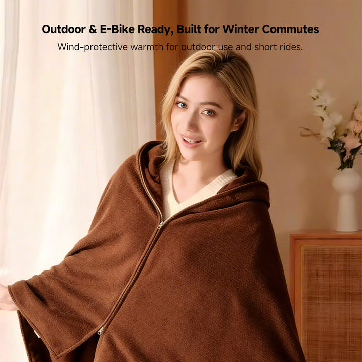 Harwelton™ Hooded USB Heated Shawl with Zip and 3 Heat Settings