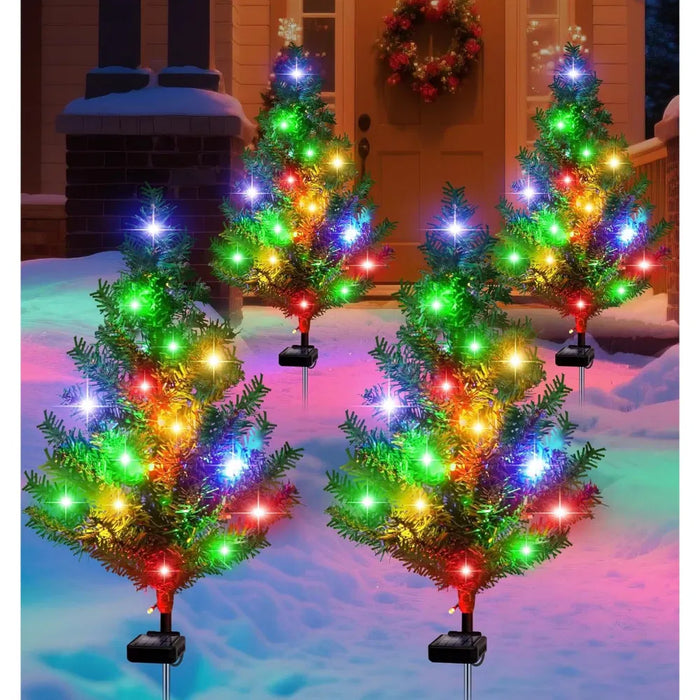 Harwelton Solar Christmas Tree Lights, Set of 4 Garden Stakes