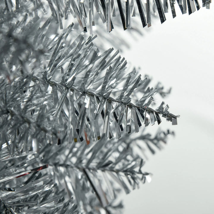 Tall silver slim pencil tree, unlit