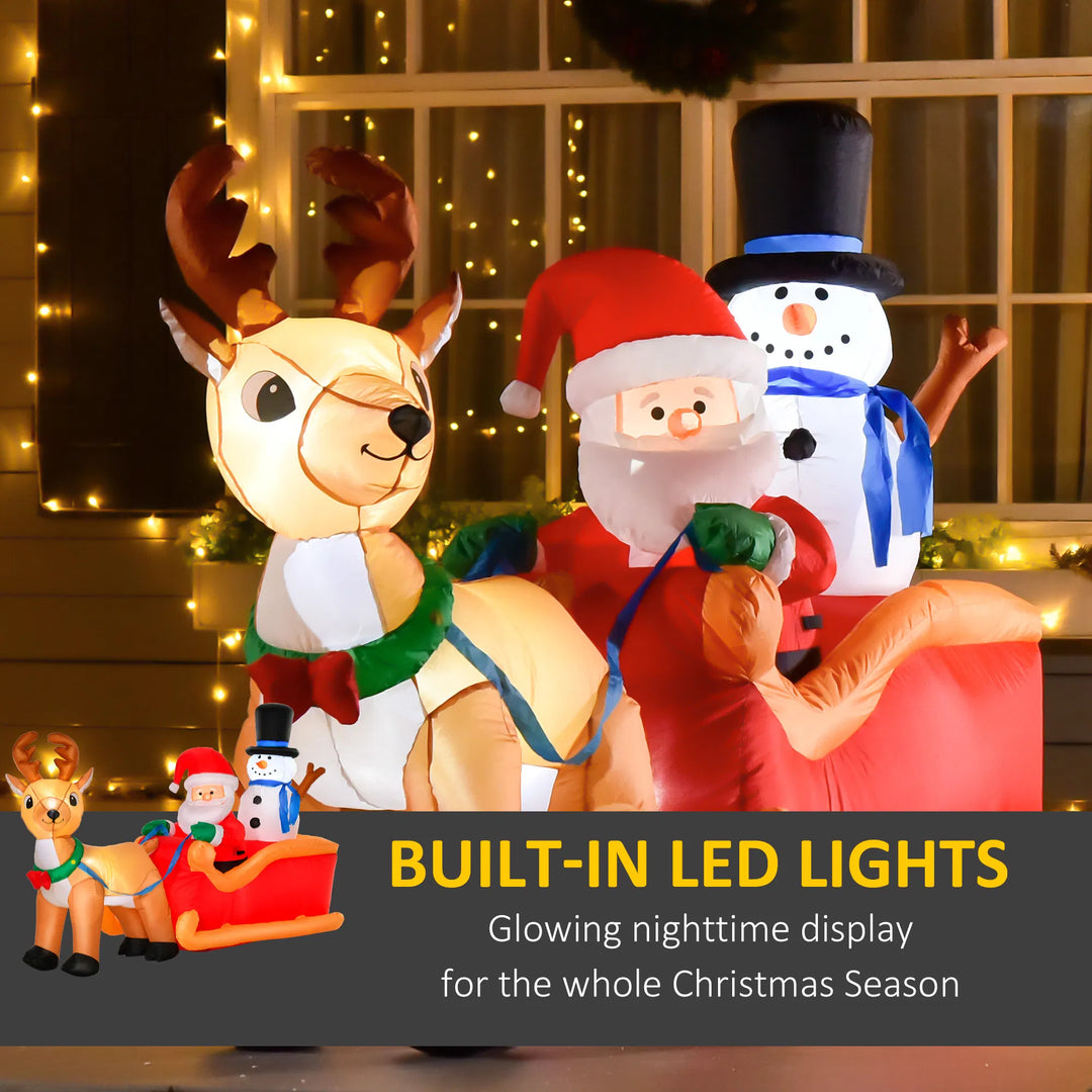 Inflatable Santa sleigh with reindeer and snowman