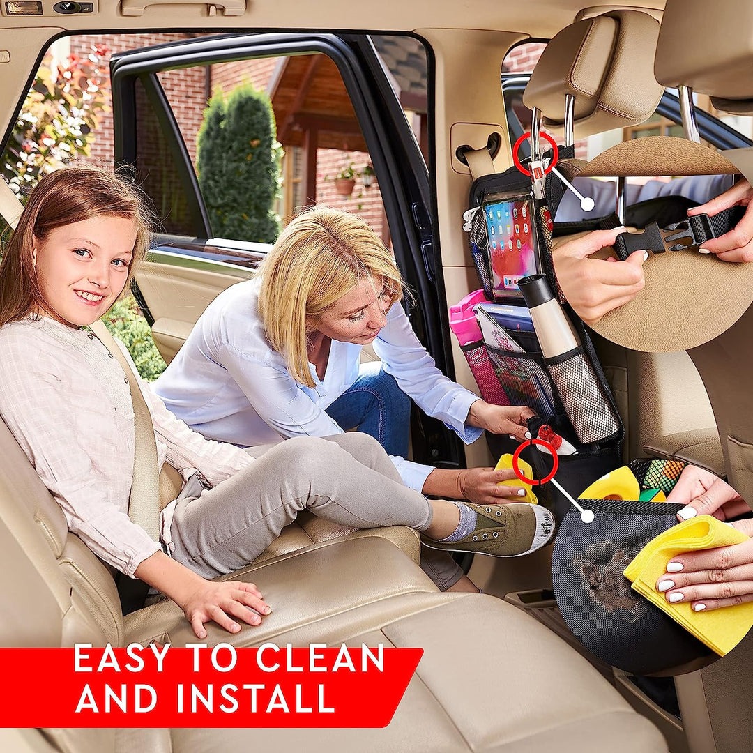 Car Back Seat Organiser 2-Pack with Tablet Holder and 9 Pockets