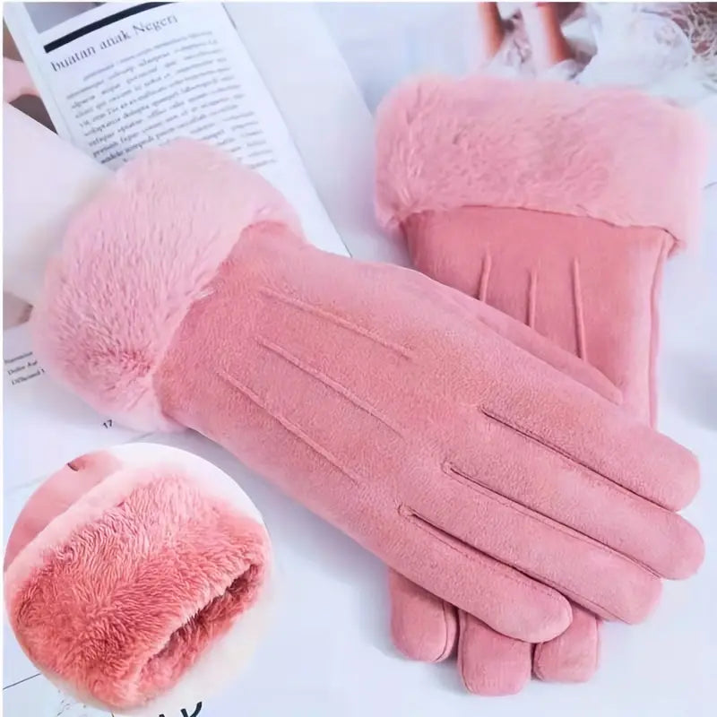 Harwelton™ Velvet-Lined Suede Winter Gloves with Plush Cuff