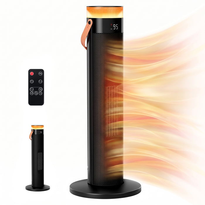 Harwelton Black Tower Heater 1500W with LED Night Light and Remote