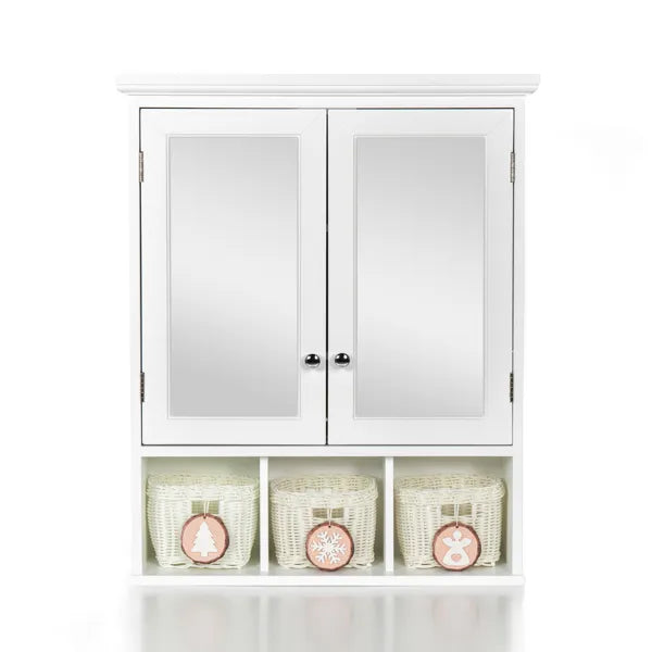 Harwelton Mirrored Bathroom Wall Cabinet with Shelves and Baskets