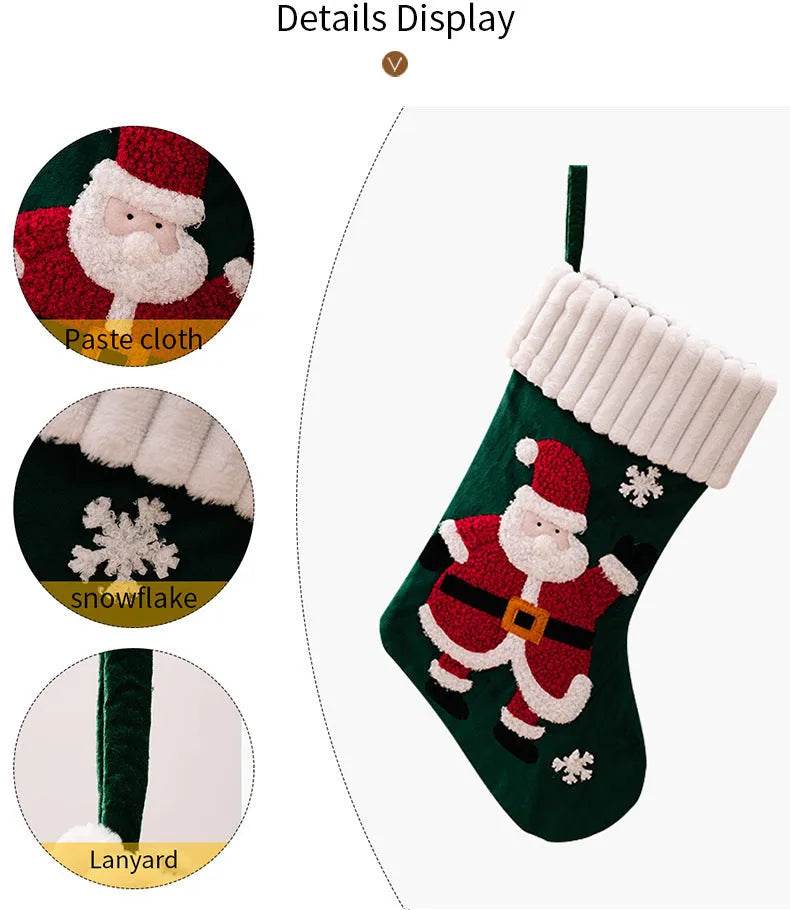Gold Velvet Patch Christmas Stocking Hanging Decoration