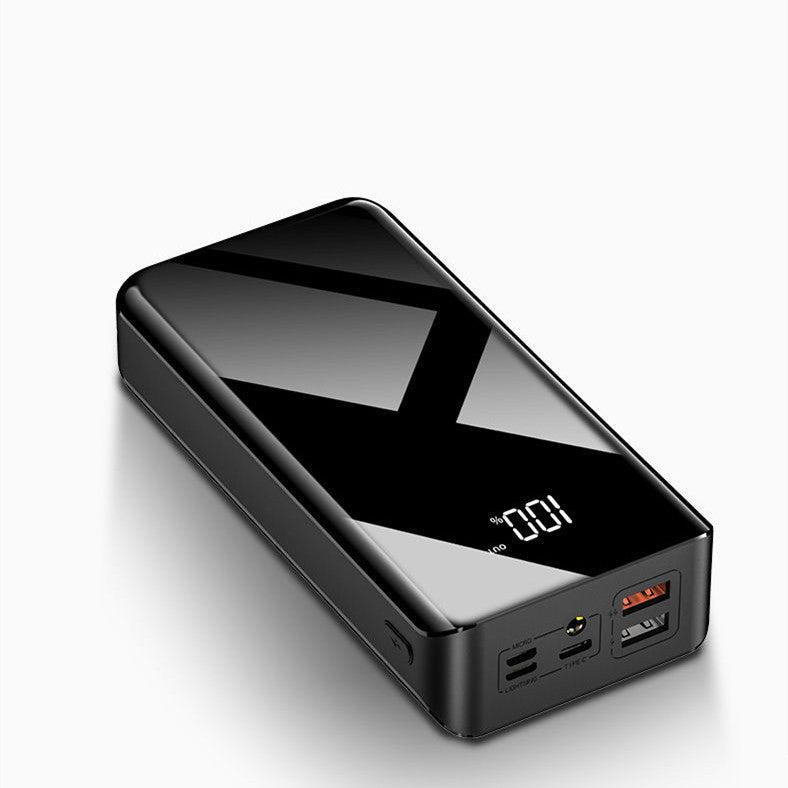 Black 30,000 mAh power bank with LCD