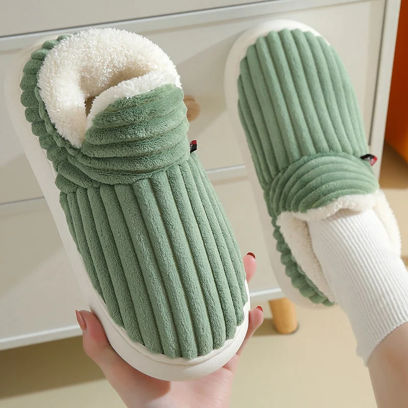 Fluffy Fleece Slippers with Thick Cushioned Non-Slip Sole