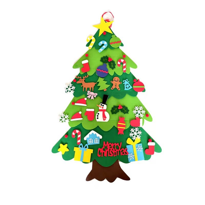 Green felt Christmas tree with stick-on ornaments