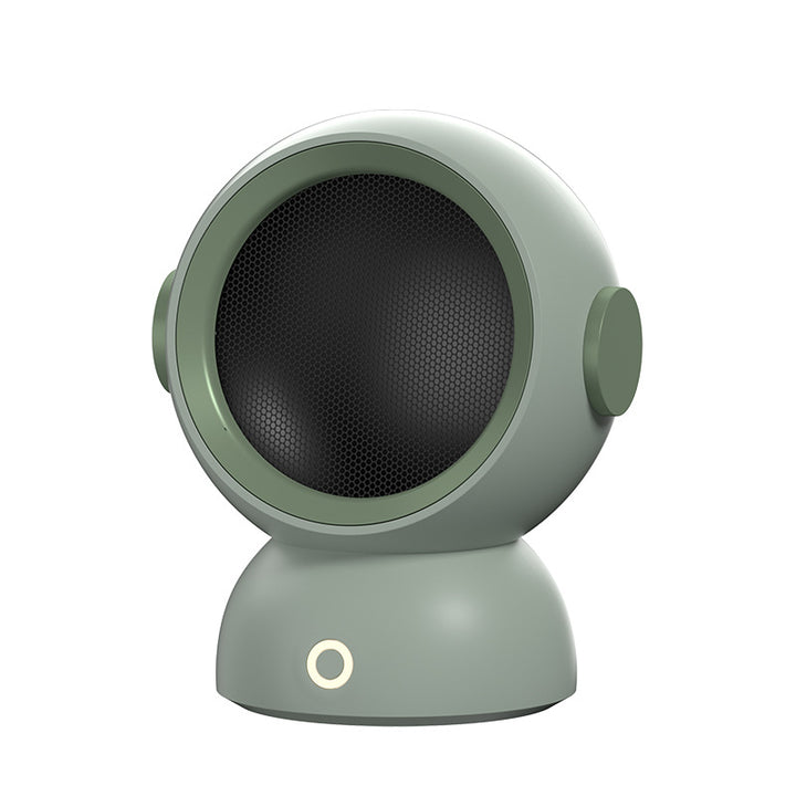 Round mini fan heater in sage green