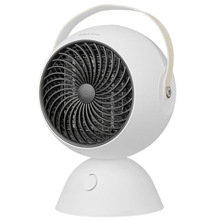 White portable fan heater with carry handle