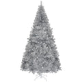 Silver artificial Christmas tree with metal stand