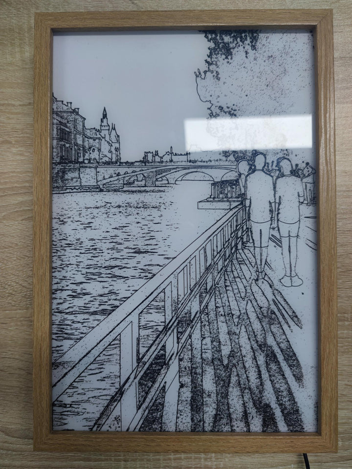 Framed LED painting with sunshine glow