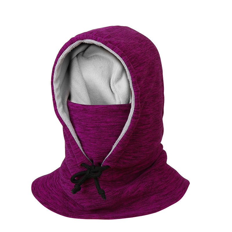 Person wearing black fleece balaclava hood