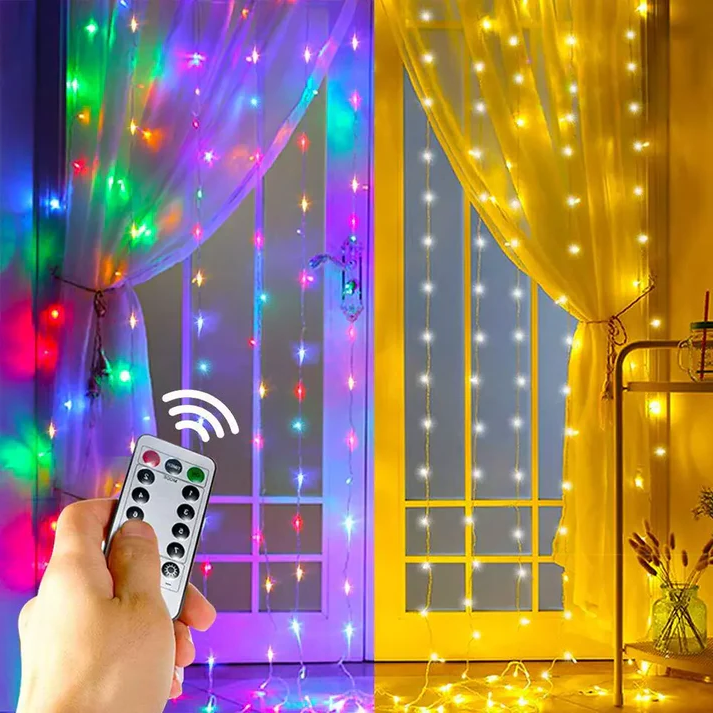 LED Fairy Light Curtain with Remote and Multiple Light Modes