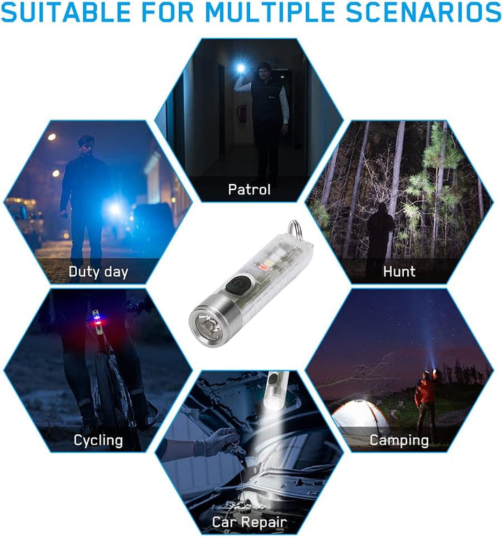 Rechargeable Keyring Torch with Magnetic Tail, 400 Lumens