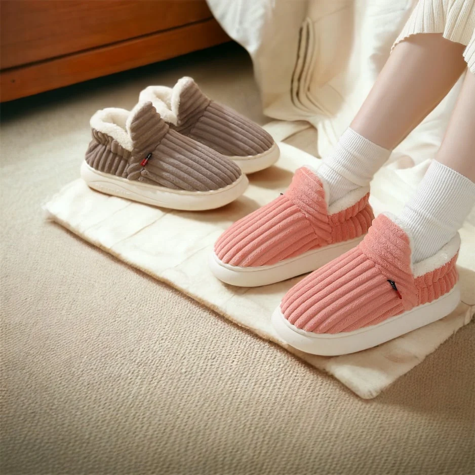 Fluffy Fleece Slippers with Thick Cushioned Non-Slip Sole