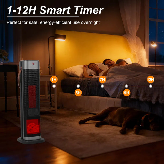 Harwelton Tower Heater 1500W with 3D Flame Effect and Remote Control