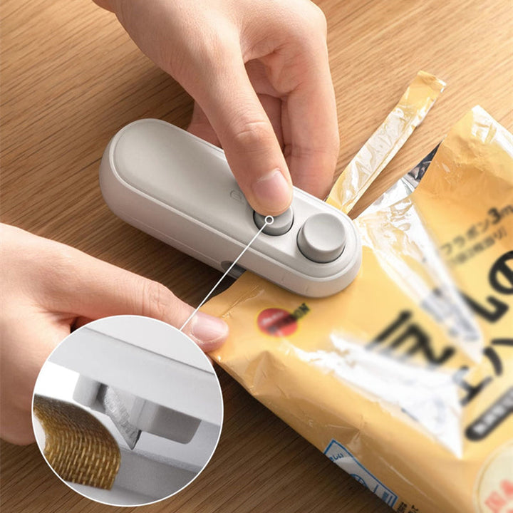 Rechargeable Mini Bag Sealer with Built-In Cutter