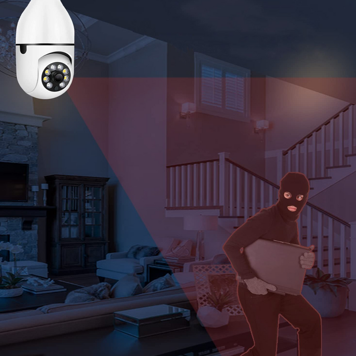 Light Bulb Security Camera with 360° View and Night Vision