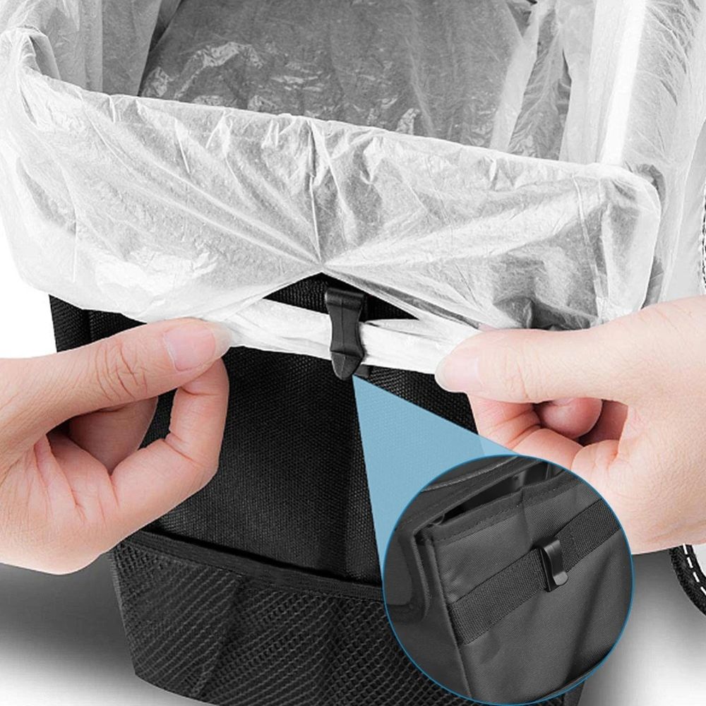 Hanging Waterproof Car Bin with Lid and Extra Storage Pockets
