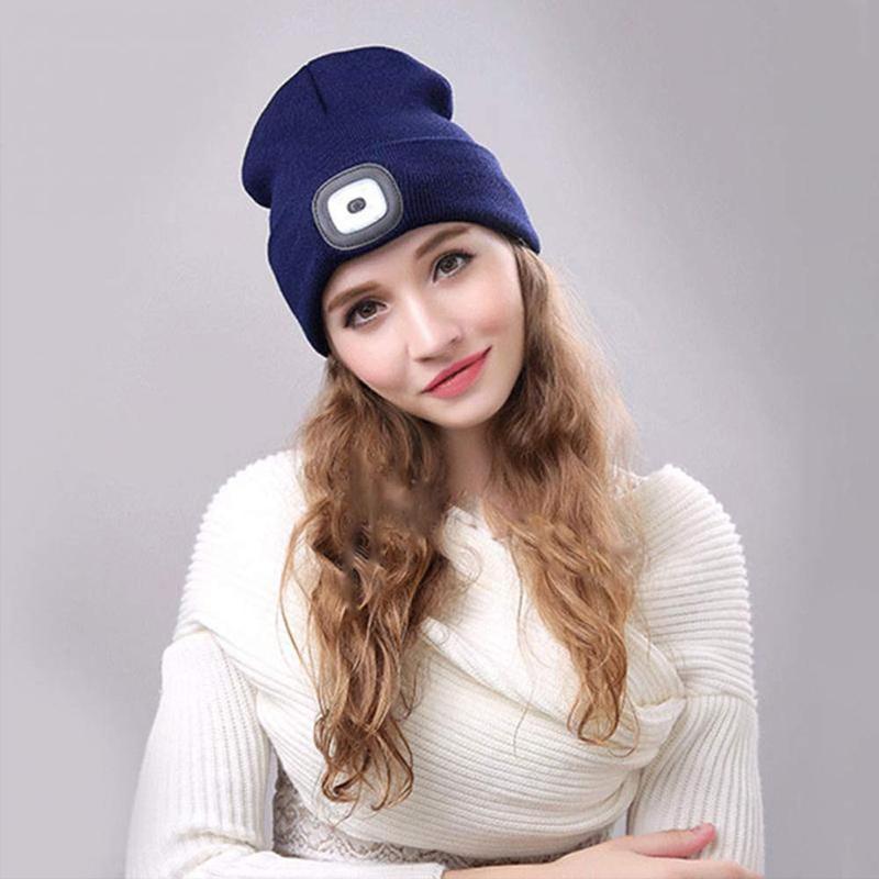 LED Head Torch Beanie – Knitted Hat with Hands-Free Light